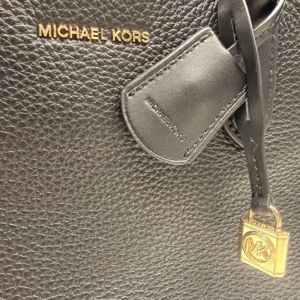Michael Kors Black Pebbled Leather Tote with strap EUC